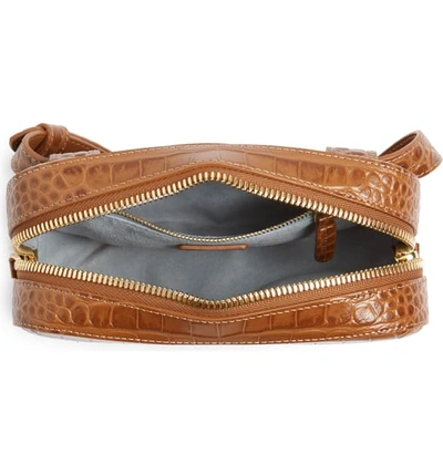 Shop Senreve Coda Croc Embossed Leather Belt Bag In Chestnut
