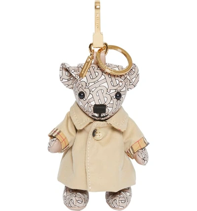 Shop Burberry Thomas Trench Coat Bag Charm In Beige