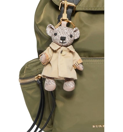 Shop Burberry Thomas Trench Coat Bag Charm In Beige