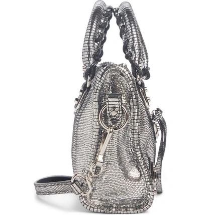 Shop Balenciaga Nano City Aj Lizard Embossed Leather Tote - Metallic In Silver