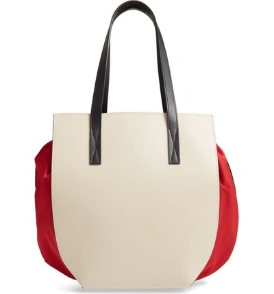 Shop Marni Colorblock Gusset Tote In Antique White/ Red/ Black