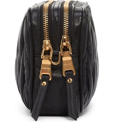 Shop Miu Miu Matelasse Leather Crossbody Bag - Black In Nero