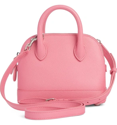 Shop Balenciaga Extra Extra Small Ville Logo Leather Crossbody Satchel In Bubble Gum/ Black