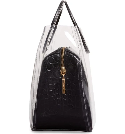 Shop Staud Frida Transparent Handbag - Black In Clear/ Black Croc