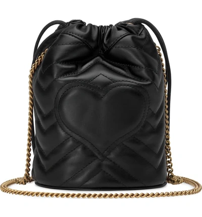 Shop Gucci Mini Quilted Leather Bucket Bag In Nero
