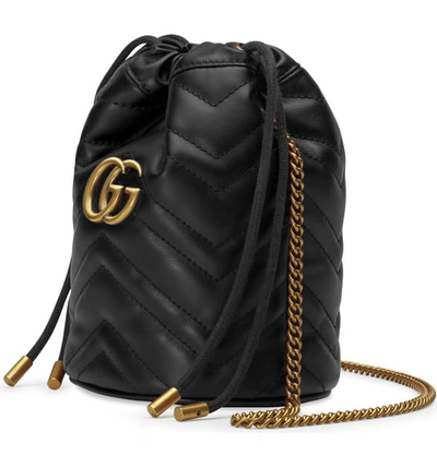 Shop Gucci Mini Quilted Leather Bucket Bag In Nero