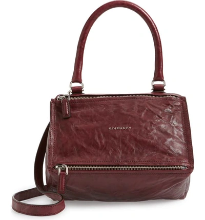 Shop Givenchy 'small Pepe Pandora' Leather Crossbody Bag - Burgundy In Aubergine