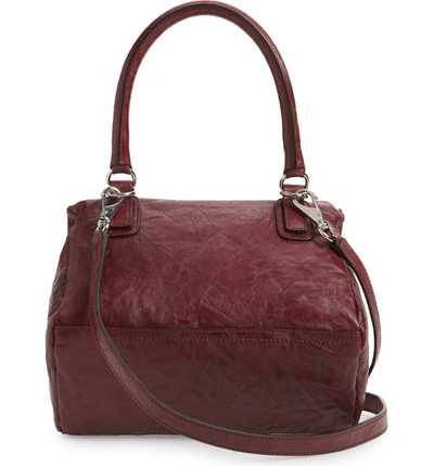 Shop Givenchy 'small Pepe Pandora' Leather Crossbody Bag - Burgundy In Aubergine