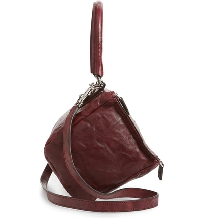 Shop Givenchy 'small Pepe Pandora' Leather Crossbody Bag - Burgundy In Aubergine