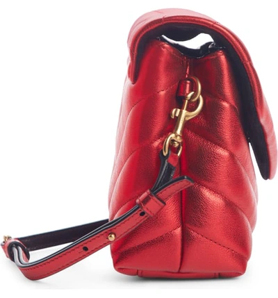 Shop Saint Laurent Toy Loulou Matelasse Leather Crossbody Bag In Rouge Metal