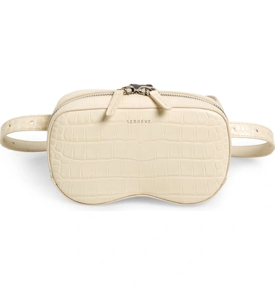 Shop Senreve Coda Croc Embossed Leather Belt Bag In Cream