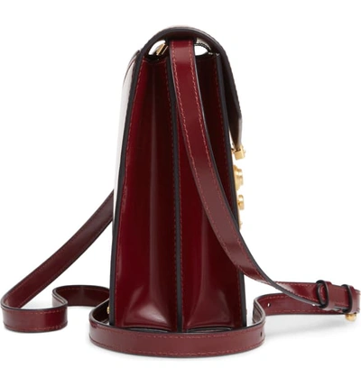 Shop Thom Browne Mini Mrs. Thom Leather Crossbody Bag In Burgundy