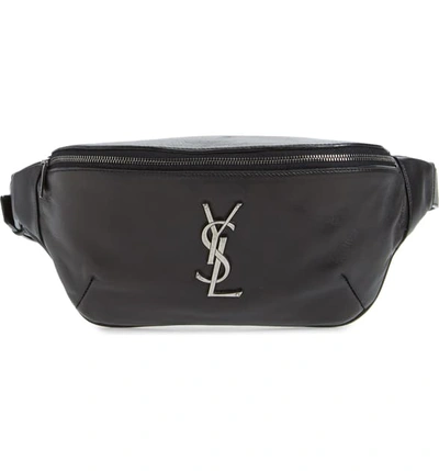 Shop Saint Laurent Classic Calfskin Leather Belt Bag In Noir
