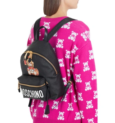 Shop Moschino Gladiator Teddy Backpack In Fantasy Print Black