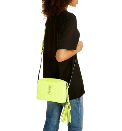 Shop Saint Laurent Lou Matelasse Leather Crossbody Bag In Neon Yellow