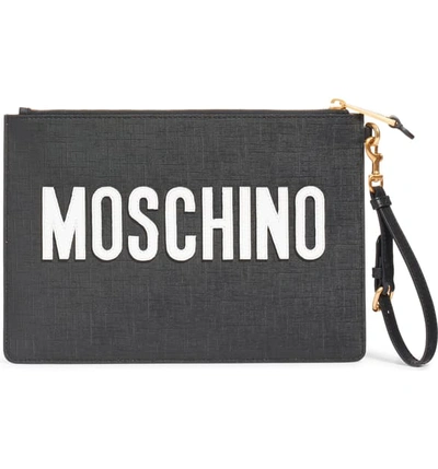 Shop Moschino Gladiator Teddy Pouch In Fantasy Print Black