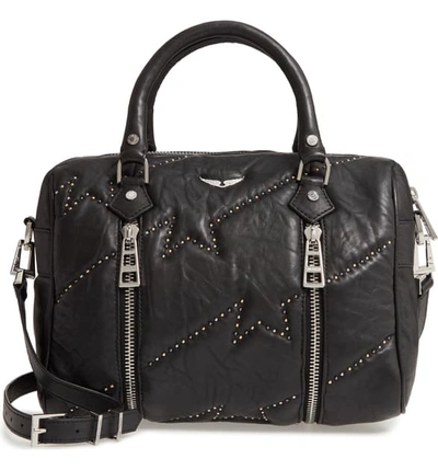 Shop Zadig & Voltaire Small Sunny Studded Leather Satchel In Noir
