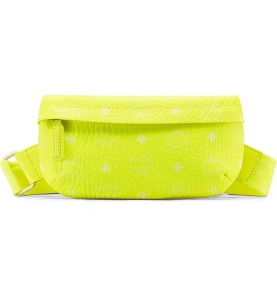 Shop Mcm Small Visetos Original Crossbody Bag In Neon Yellow