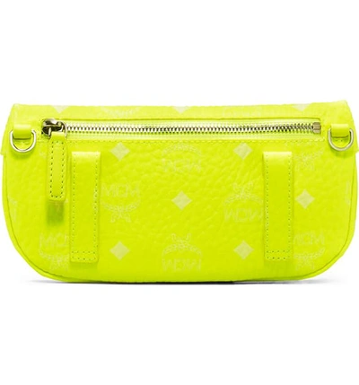 Shop Mcm Small Visetos Original Crossbody Bag In Neon Yellow