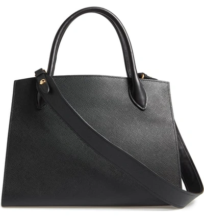 Shop Prada Large Monochrome Saffiano Leather Satchel In Nero