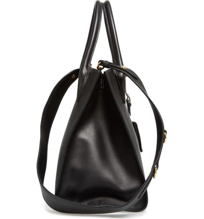 Shop Prada Large Monochrome Saffiano Leather Satchel In Nero