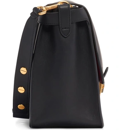 Shop Fendi Large Kan U Leather Shoulder Bag In Nero/ Oro Vibrato