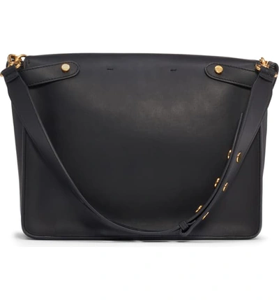 Shop Fendi Large Kan U Leather Shoulder Bag In Nero/ Oro Vibrato