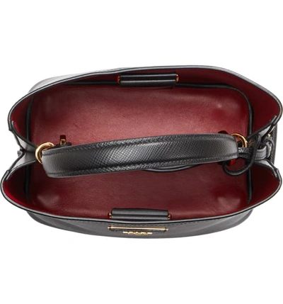 Shop Prada Leather Double Bucket Bag In Nero/ Fuoco