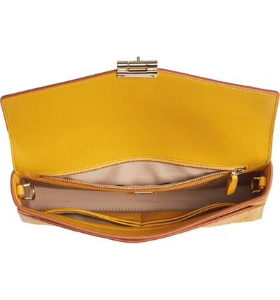 Shop Mcm Millie Medium Calfskin Leather Wallet On A Chain - Yellow In Golden Mango