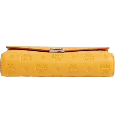 Shop Mcm Millie Medium Calfskin Leather Wallet On A Chain - Yellow In Golden Mango