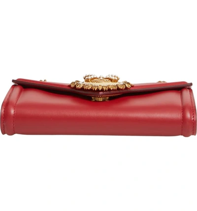 Shop Dolce & Gabbana Micro Devotion Leather Crossbody Bag - Red In Rosso Papavero