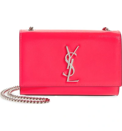 Shop Saint Laurent Small Kate Calfskin Leather Crossbody Bag In Neon Pink