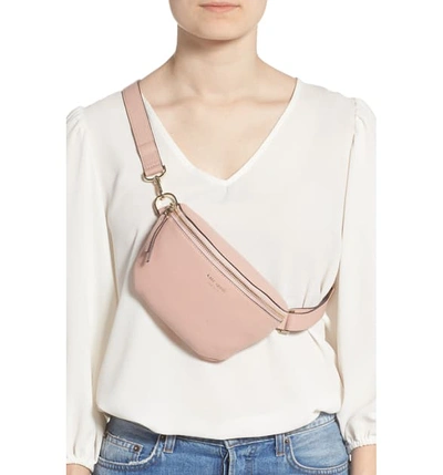 Shop Kate Spade Medium Polly Leather Belt Bag In Flapper Pink