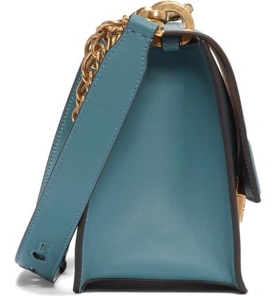 Shop Fendi Medium Kan U Leather Shoulder Bag In Blue/ Oro Vibrato