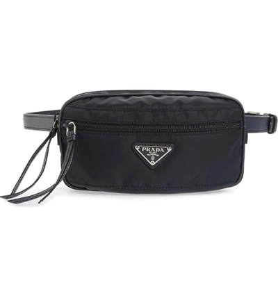 Shop Prada Small Nylon Belt Bag In Bleu