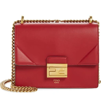 Shop Fendi Small Kan U Leather Shoulder Bag In Fragola/ Oro Vibrato