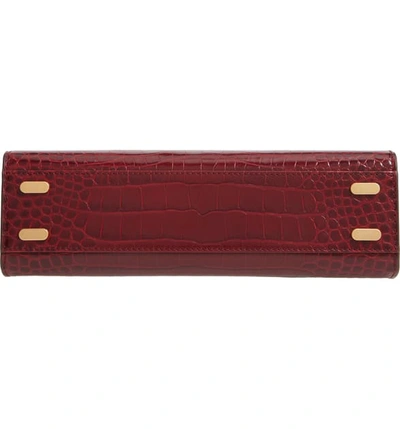 Shop Tory Burch Small Lee Radziwill Croc Embossed Leather Satchel - Red In Claret