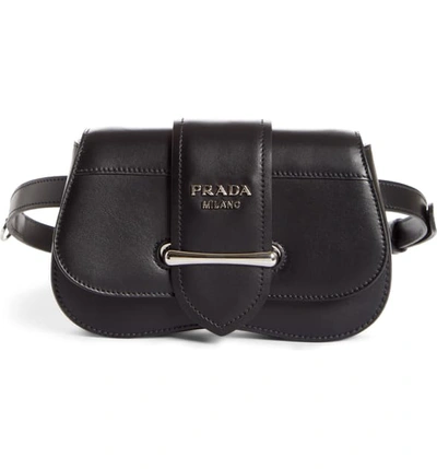 Shop Prada Convertible Calfskin Leather Belt Bag In Nero