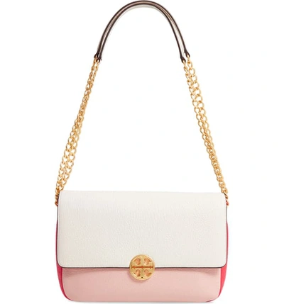 Tory Burch Chelsea Colorblock Leather Shoulder Bag - Pink In Pink Salt/ New  Ivory/ Red | ModeSens