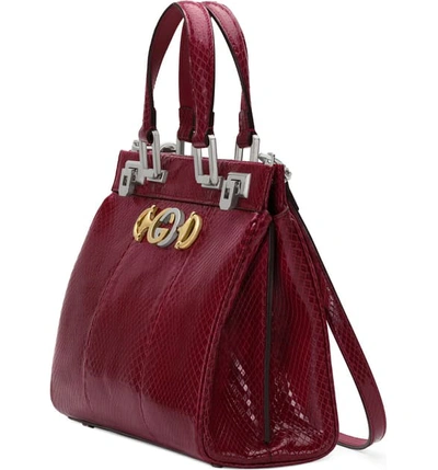 Shop Gucci Smallgenuine Snakeskin Satchel In Antique Bordeaux