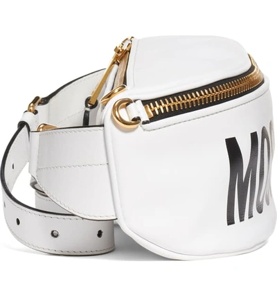 Shop Moschino Gladiator Teddy Leather Belt Bag In Fantasy Print White