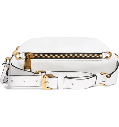 Shop Moschino Gladiator Teddy Leather Belt Bag In Fantasy Print White