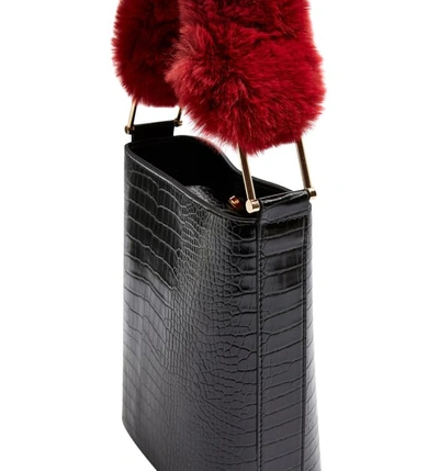 Shop Topshop Tess Faux Fur Handle Tote Bag In Black