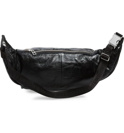 Shop Zadig & Voltaire Banane Crush Leather Belt Bag In Noir