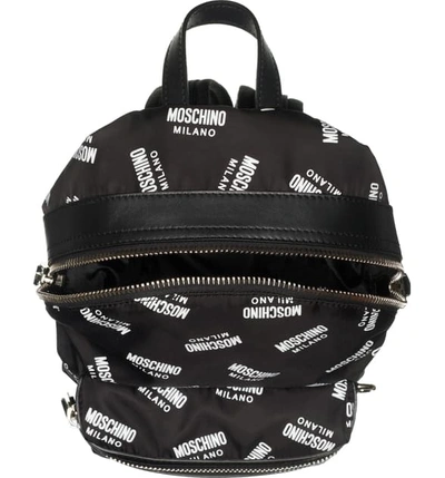 Shop Moschino Logo Nylon Backpack In Fantasy Print Black