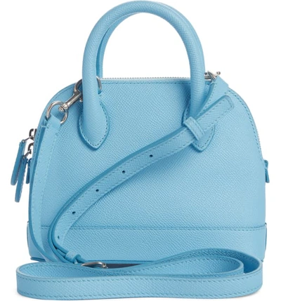 Shop Balenciaga Extra Extra Small Ville Logo Leather Crossbody Satchel - Blue In Baby Blue/ Black