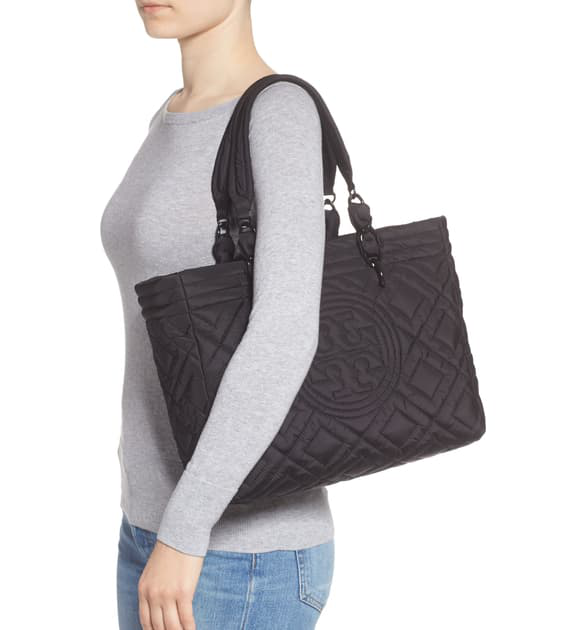 tory burch quilted nylon tote