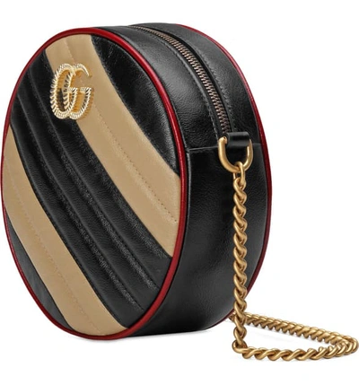 Shop Gucci Mini Gg Marmont 2.0 Matelasse Leather Shoulder Bag In Nero Dia Beige/ Rom Cerise