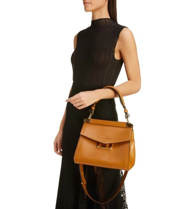 Shop Givenchy Small Mystic Leather Satchel In Desert