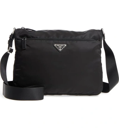 Shop Prada Large Nylon Crossbody Bag In Nero